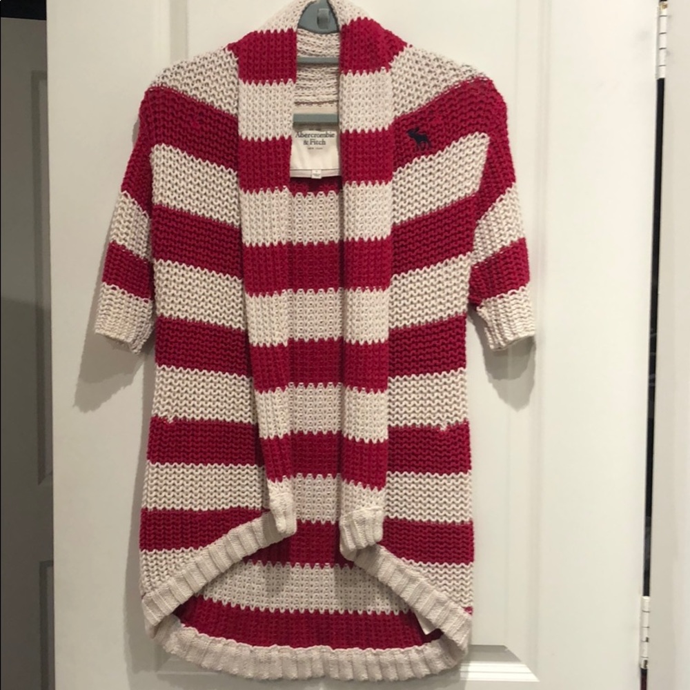 Abercrombie pink and ivory striped cardigan